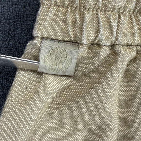 Lululemon Lab Bowline Mens Khaki Tan Elastic Waist Drawstring Shorts Size M 7" - Picture 9 of 10